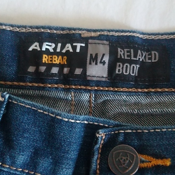 Ariat Rebar M4 Men’s Relaxed Boot dark wash sz 36/38 Western  Work Cowboy jeans - Picture 9 of 16